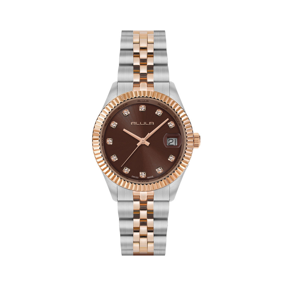 Alula 32mm Sillver/Rose Women's Watch – Brown Dial