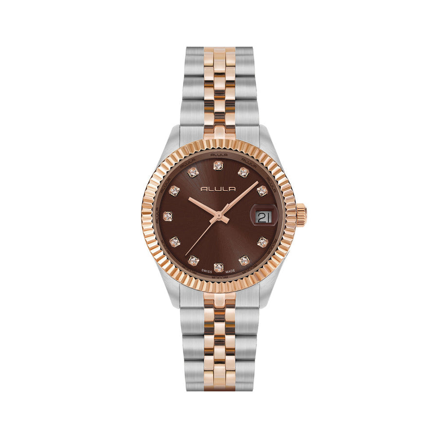 Alula 32mm Sillver/Rose Women's Watch – Brown Dial