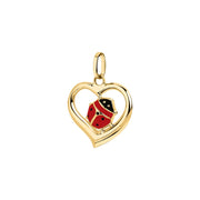 Kids B-Baby Gold Heart Lady Bug 18K Pendant