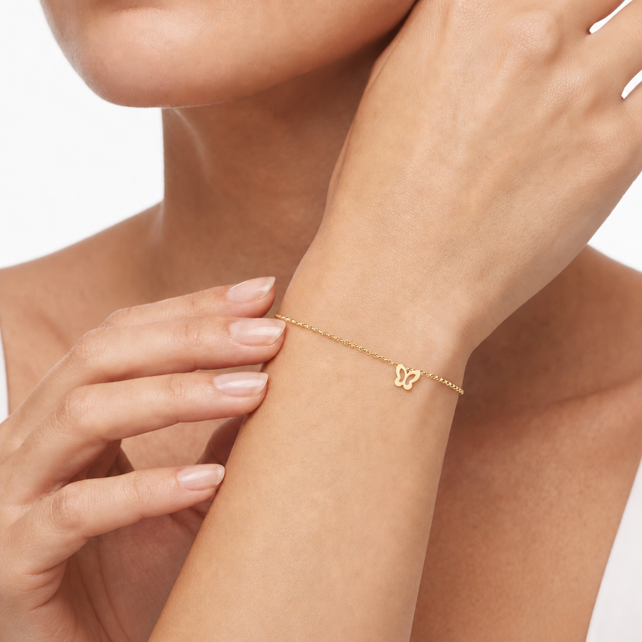 Woman Teen Gold Butterfly 18K Bracelet