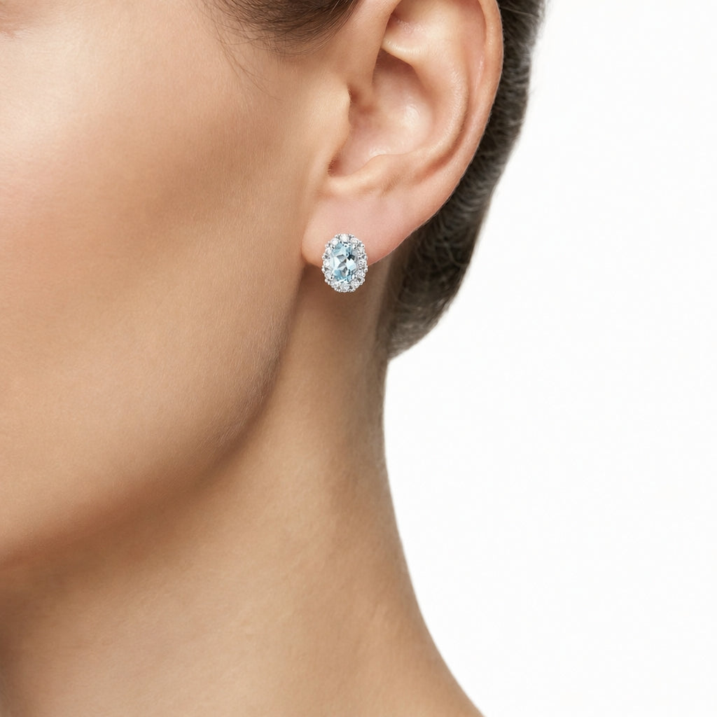 Woman Acquamarina Stones 18K Earrings