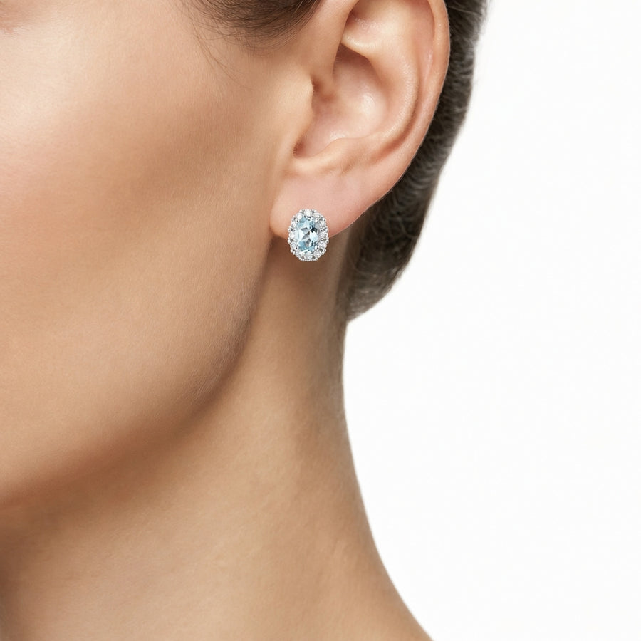 Woman Acquamarina Stones 18K Earrings