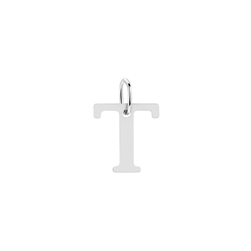 Woman Letter "T" White Gold 18K Pendant