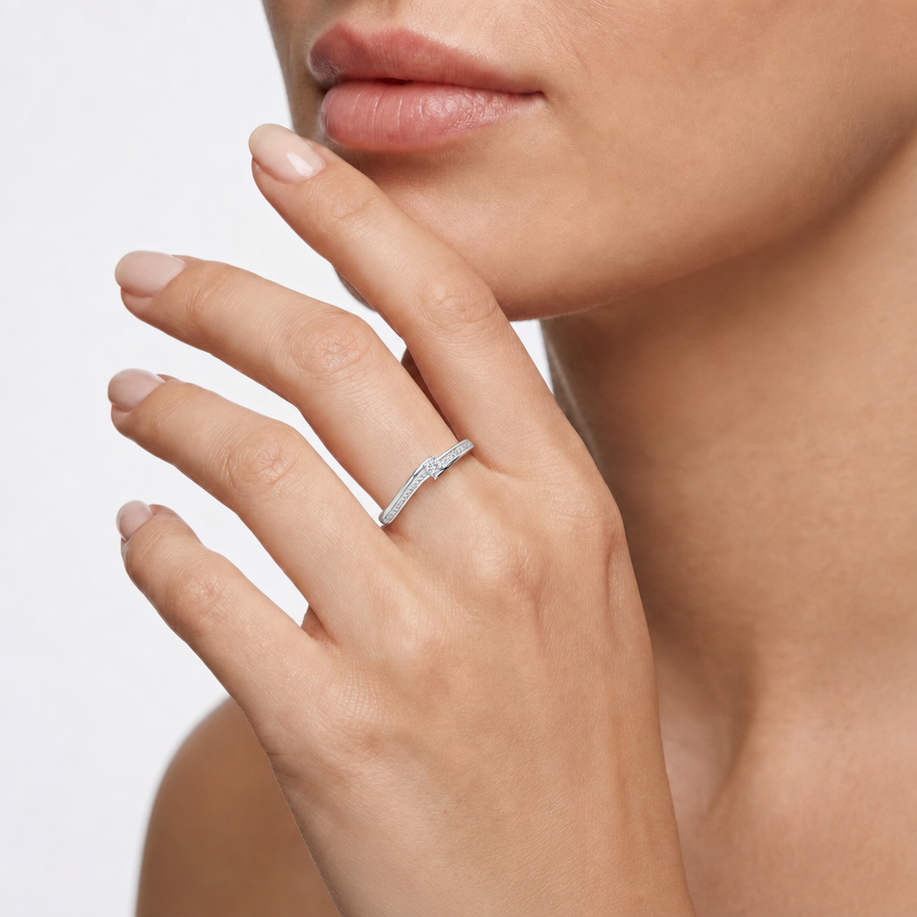 18K Two-Tone Gold Ring – CZ – view 4