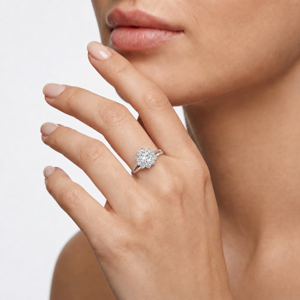 Sterling Silver Princess Ring – White CZ – view 2