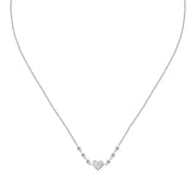 Woman Pave Silver Heart 925 Necklace
