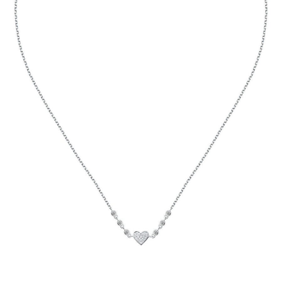 Woman Pave Silver Heart 925 Necklace