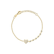 Woman Pave Silver Heart 925 Bracelet