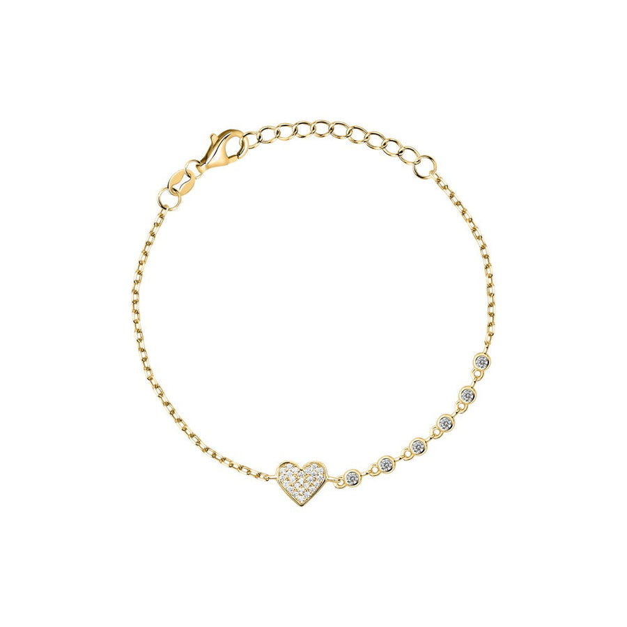 Woman Pave Silver Heart 925 Bracelet