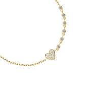 Woman Pave Silver Heart 925 Bracelet