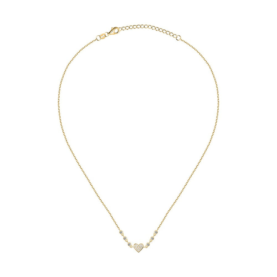 Woman Pave Silver Heart 925 Necklace