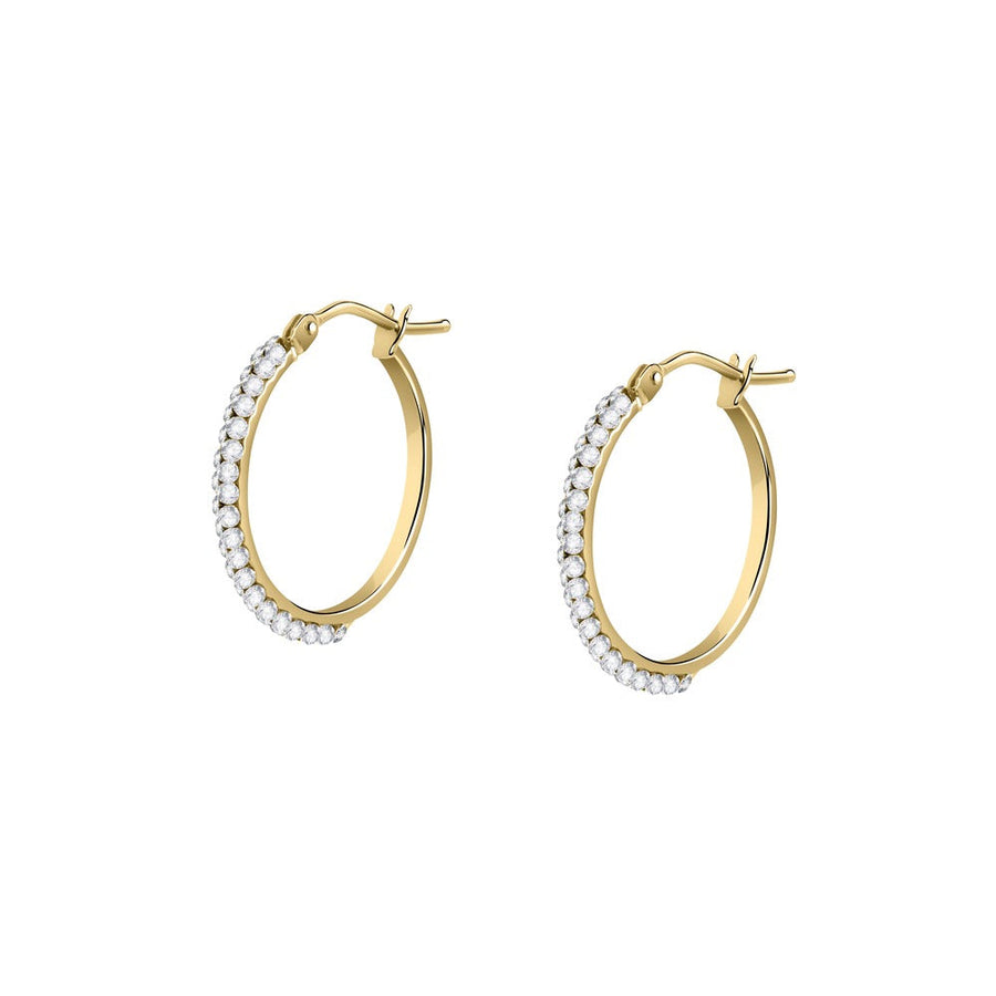 Woman Crystal Hoops Gold Anniversary 9K Earrings