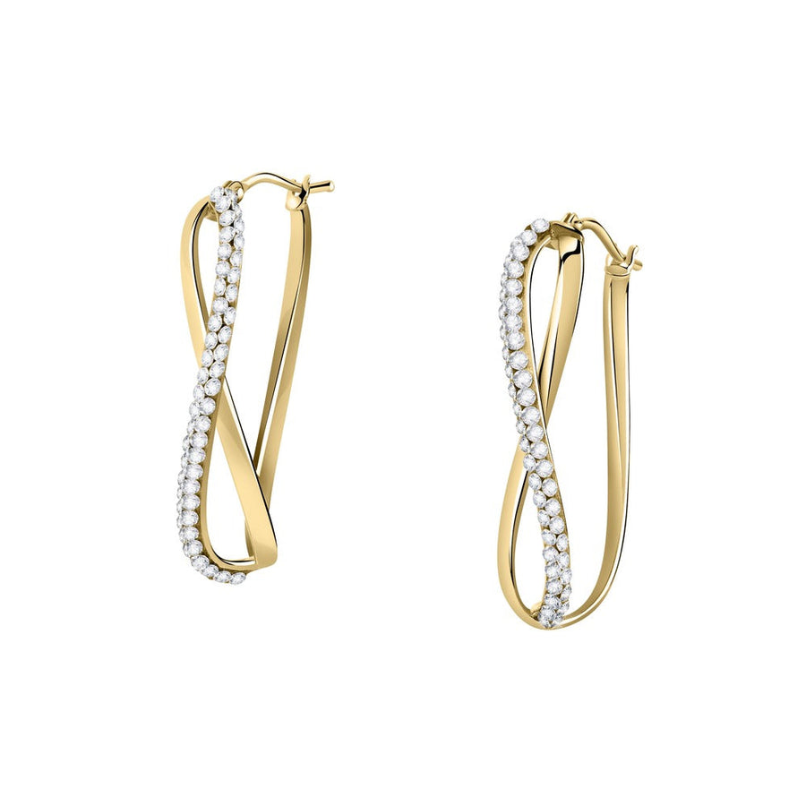 Woman Crystal Hoops Gold Anniversary 9K Earrings