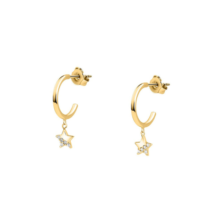 Woman Cristal Hoop Gold Anniversary 9K Earrings