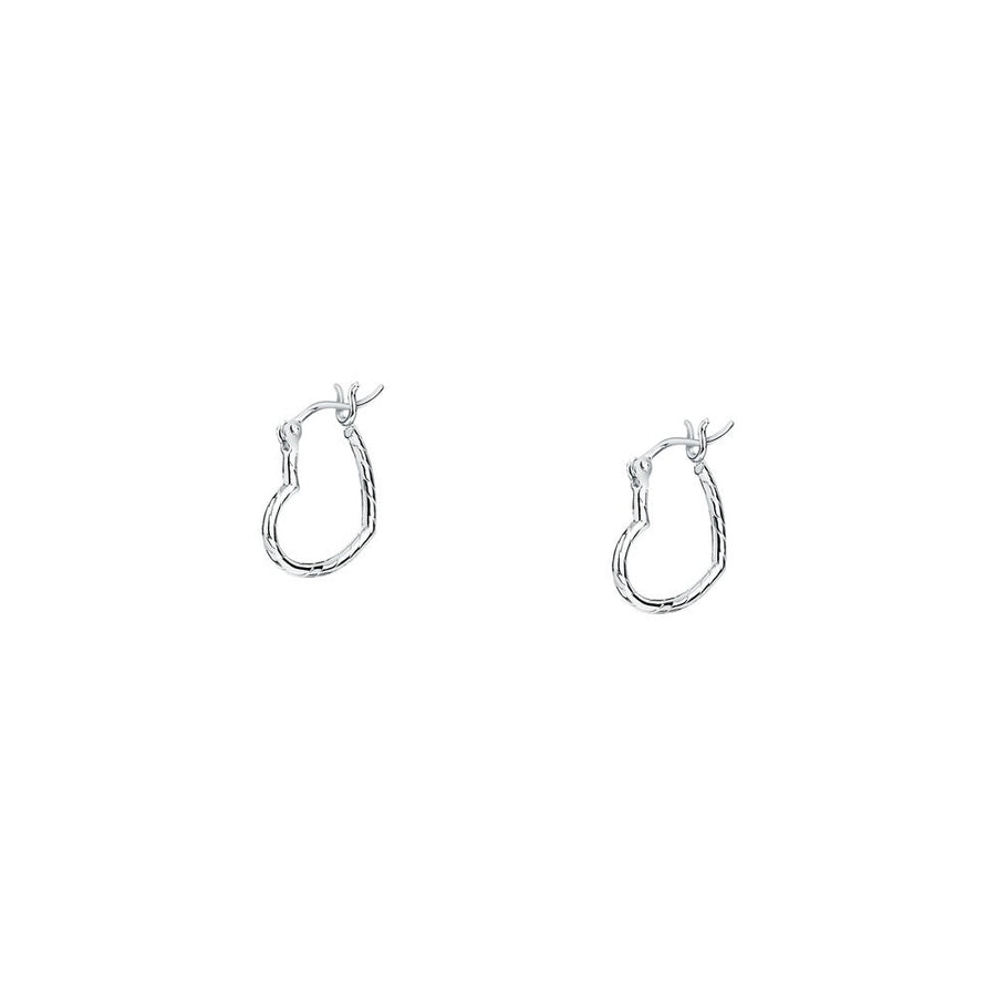 Woman Creole White Gold Heart 9K Earrings