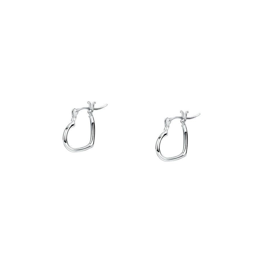 Woman Creole White Gold Heart 9K Earrings
