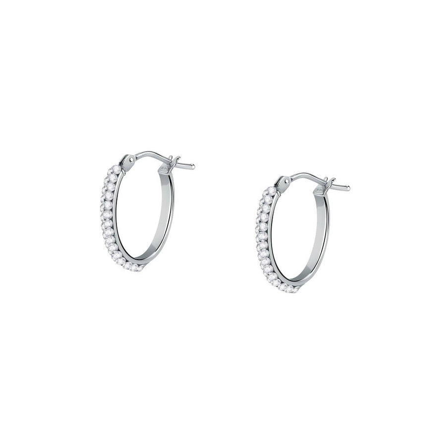 Woman Crystal Hoops Gold Anniversary 9K Earrings