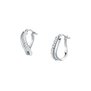 Woman Crystal Hoops Gold Anniversary 9K Earrings
