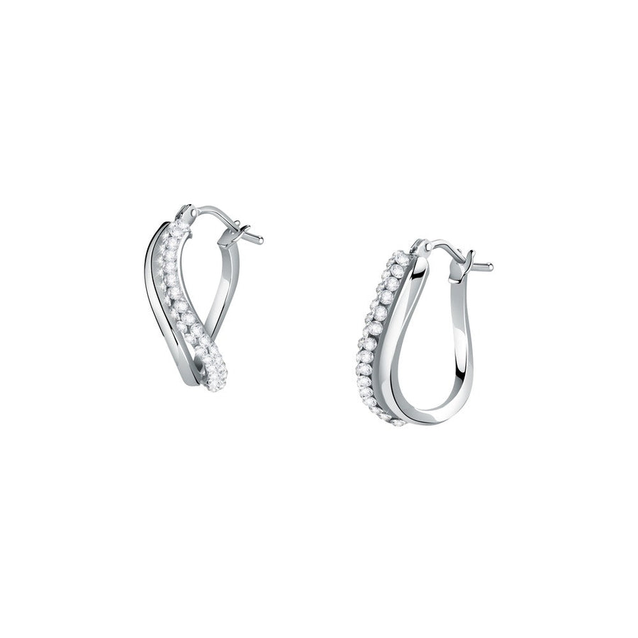 Woman Crystal Hoops Gold Anniversary 9K Earrings