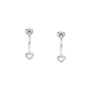 Woman Cristal Hoop White Gold Heart 9K Earrings