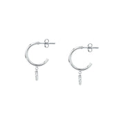 Woman Cristal Hoop White Gold Heart 9K Earrings