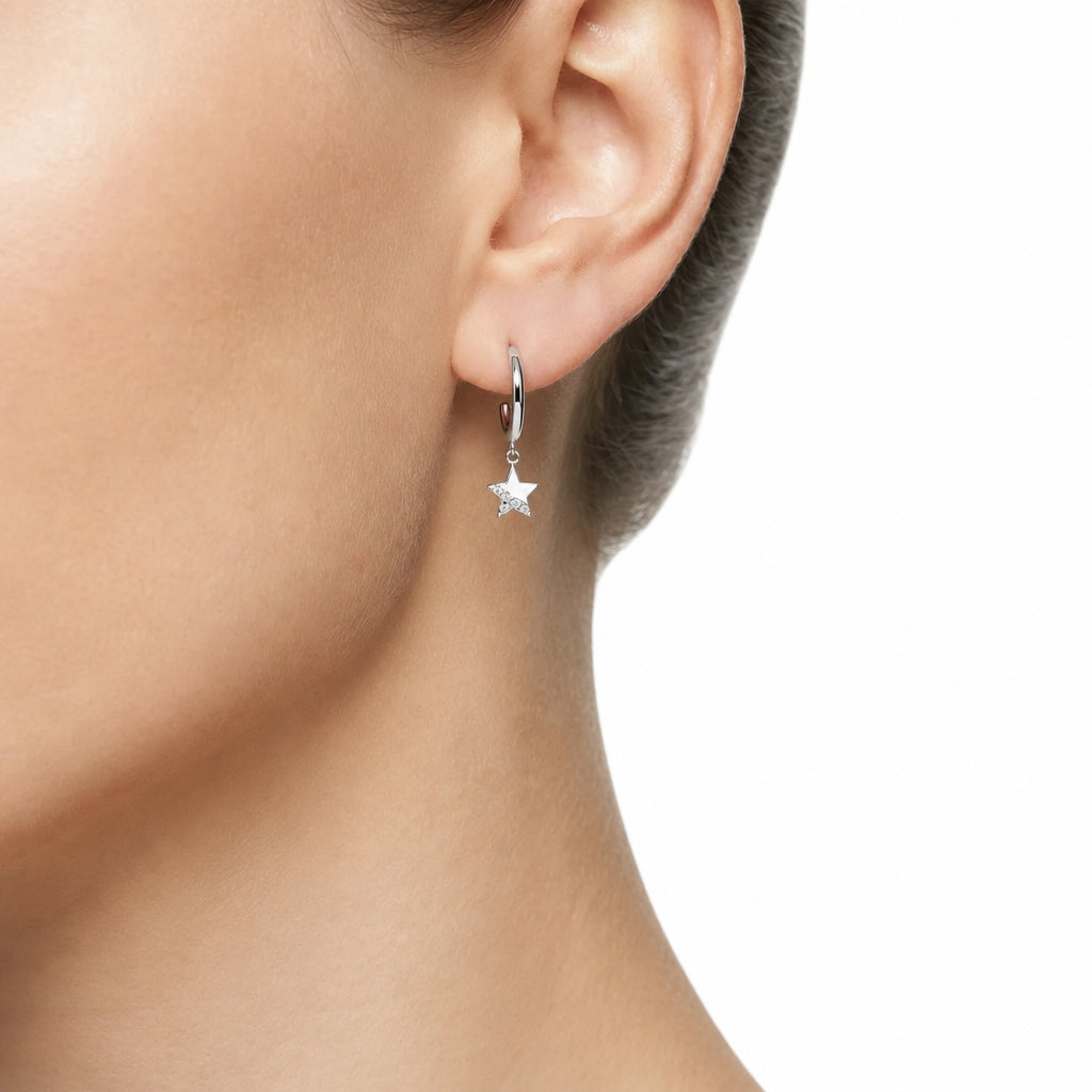 Woman Cristal Hoop Gold Anniversary 9K Earrings