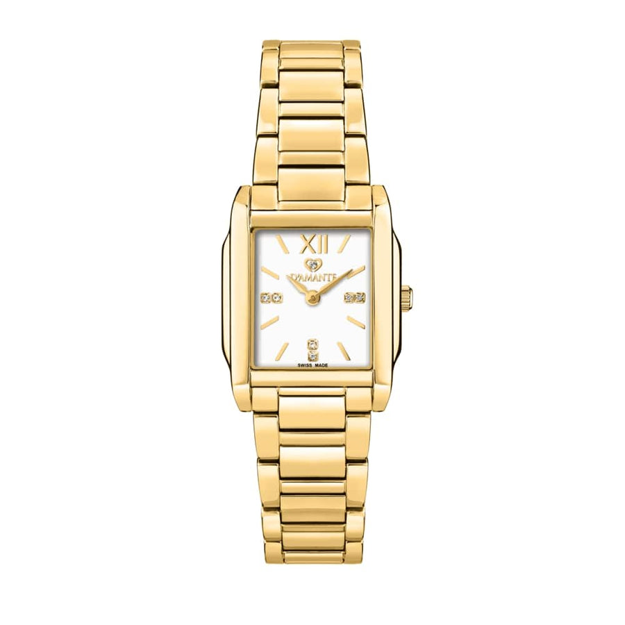 D'Amante Square Women's Watch – White Dial, 26.8×33.8 mm