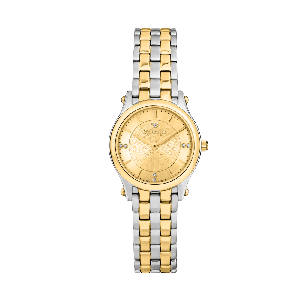 D'Amante Audacious Women's Watch – Gold Dial, 28×34 mm