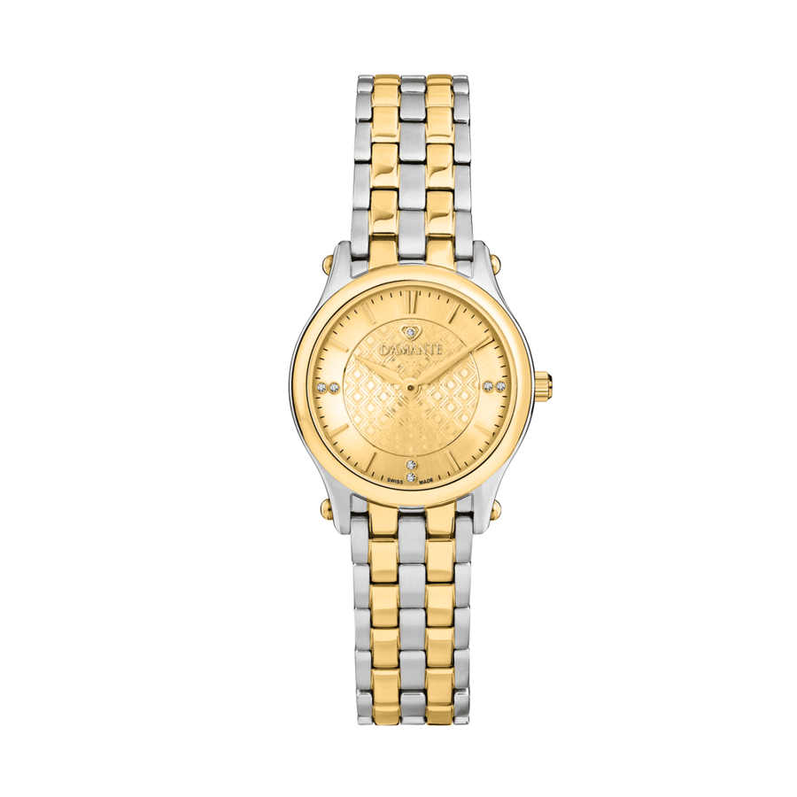 D'Amante Audacious Women's Watch – Gold Dial, 28×34 mm