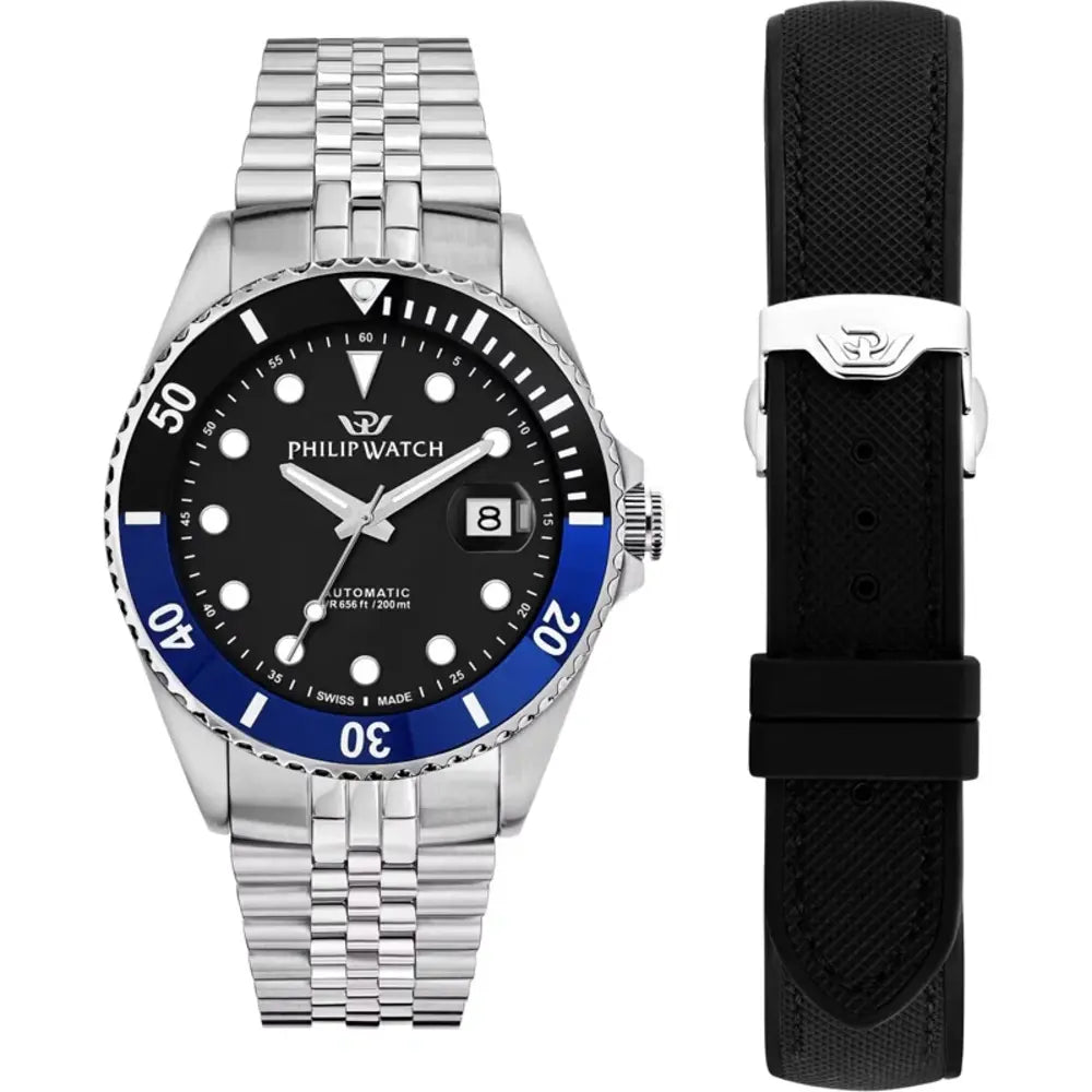 Philip Watch Caribe Men's Watch – Black Dial, Stainless Steel, 42 mm – view 3