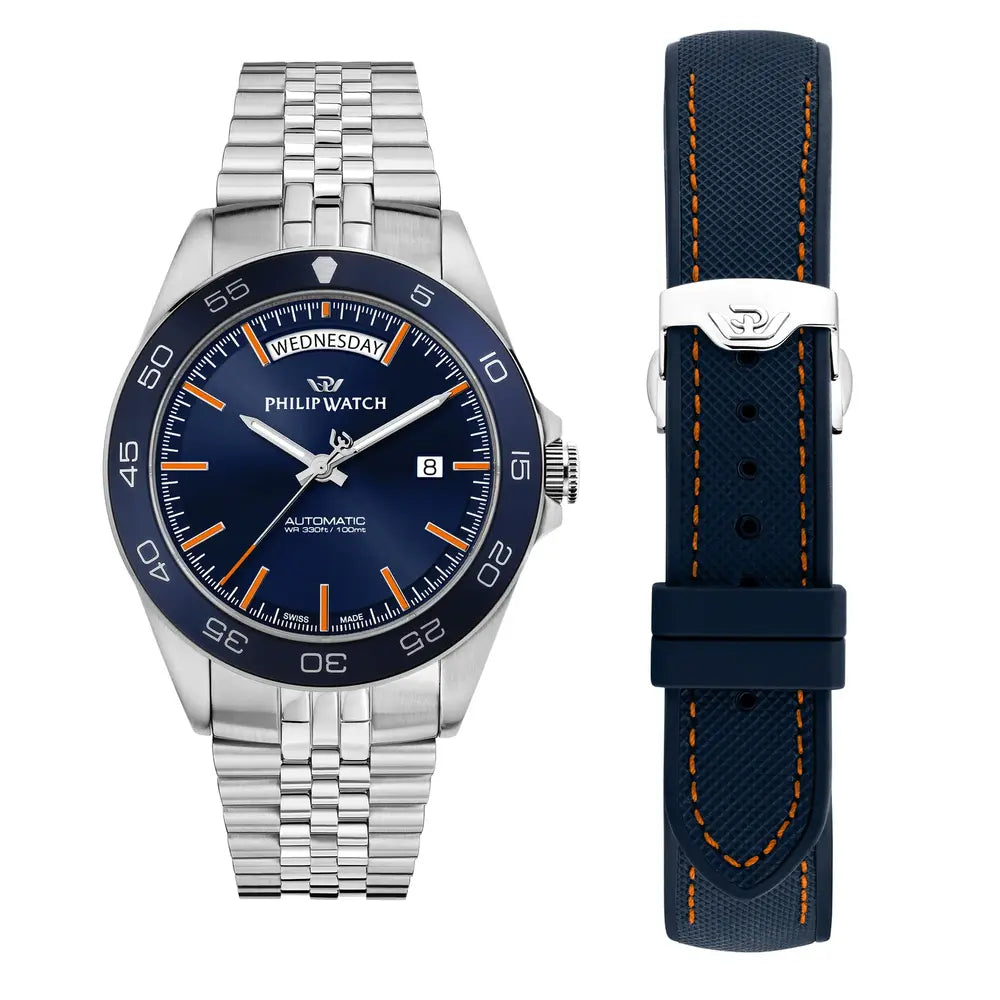 Philip Watch Caribe Men's Watch – Blue Dial, Stainless Steel, 42 mm – view 4