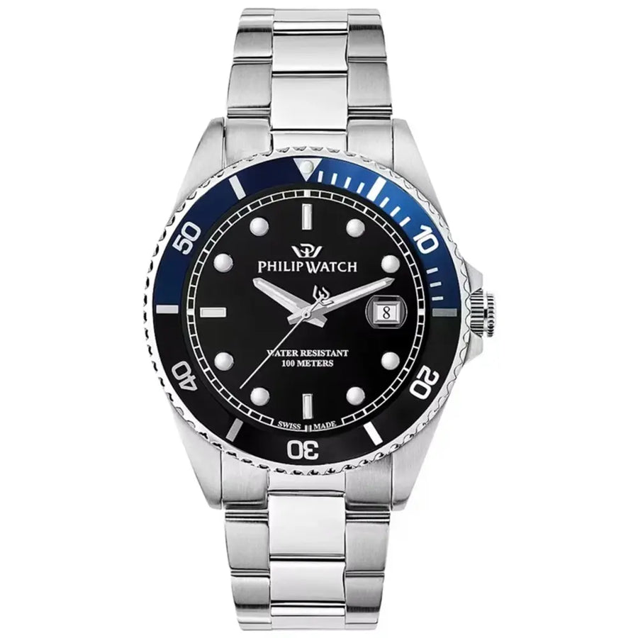 Philip Watch Caribe Men's Watch – Black Dial, Stainless Steel, 42 mm – view 3