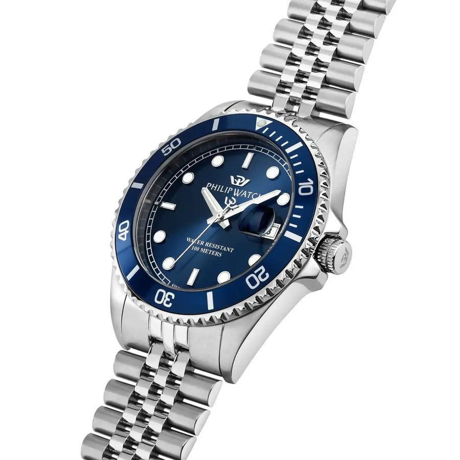 Philip Watch Caribe Men's Watch – Blue Dial, Stainless Steel, 42 mm – view 4