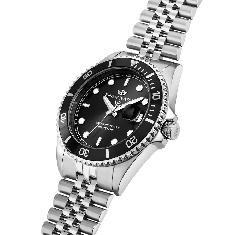 Philip Watch Caribe Men's Watch – Black Dial, Stainless Steel, 42 mm – view 4