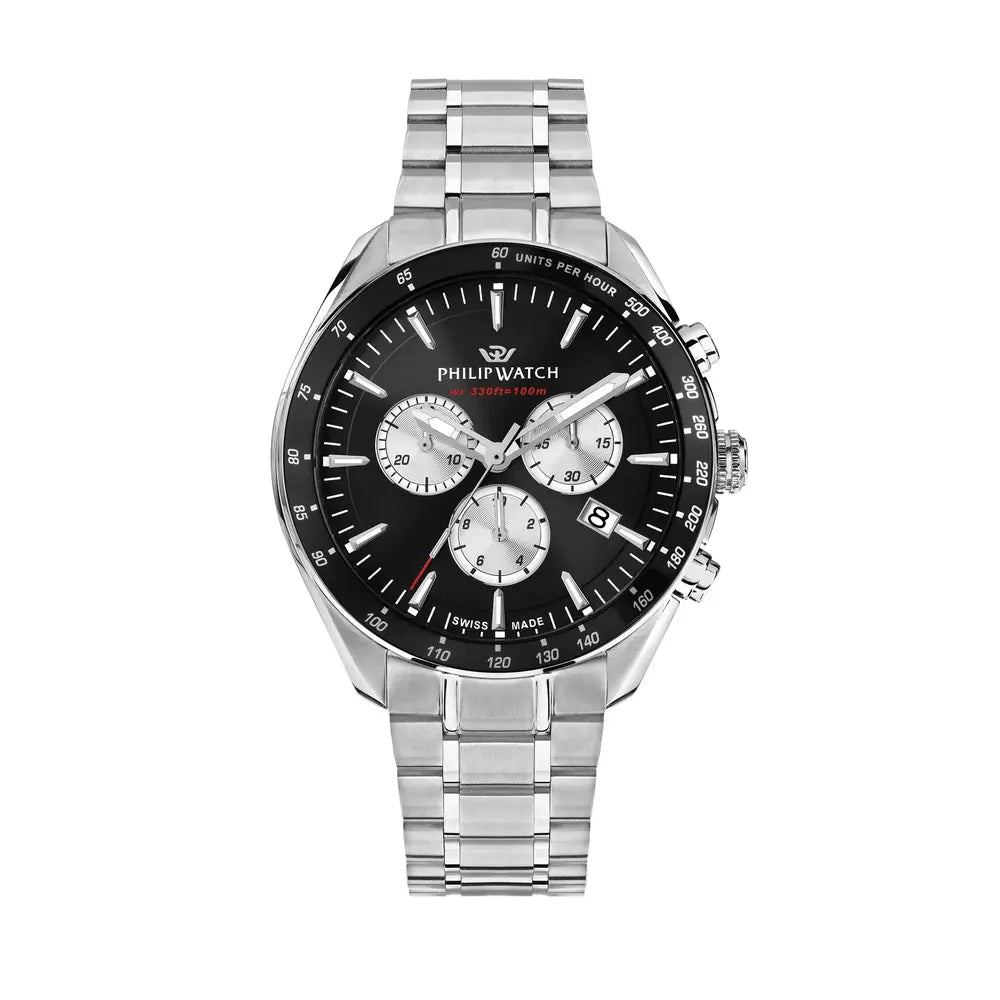 Philip Watch Blaze Men's Watch – Black Dial, Stainless Steel, 42 mm