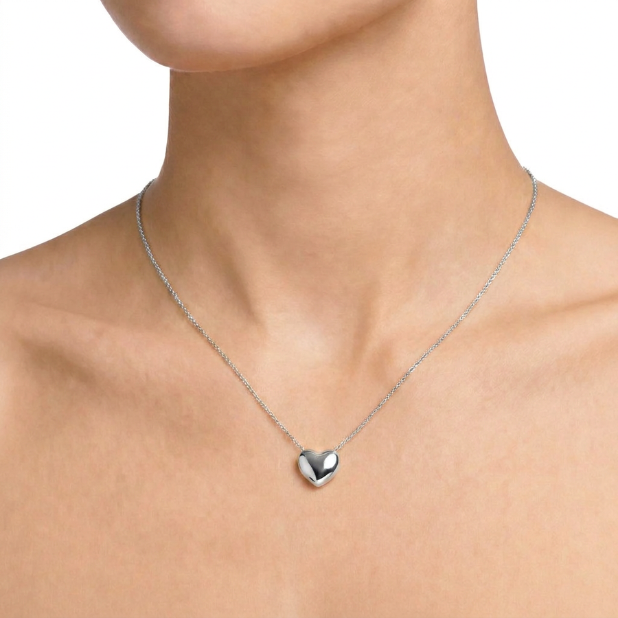 Woman Bold Trendy Heart Steel Necklace