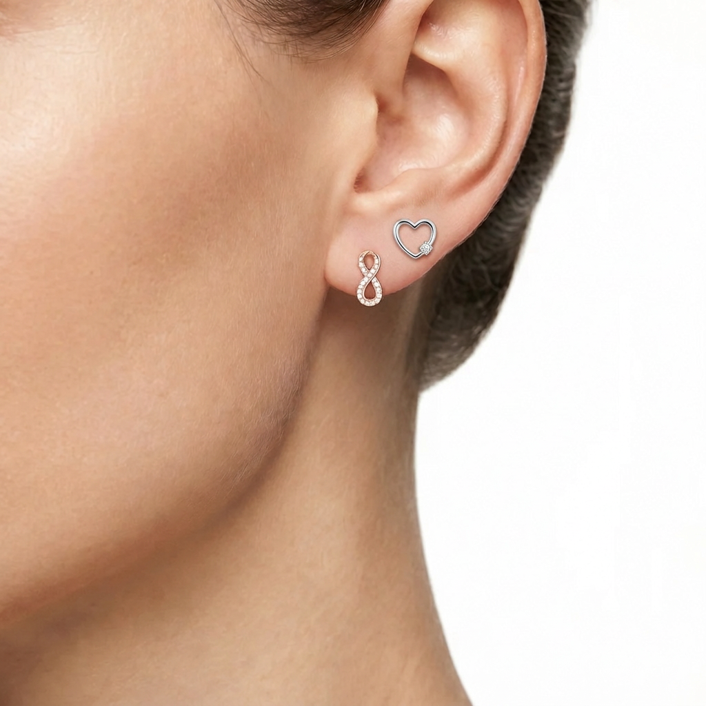 Woman Rosaline Silver Heart 925 Earrings