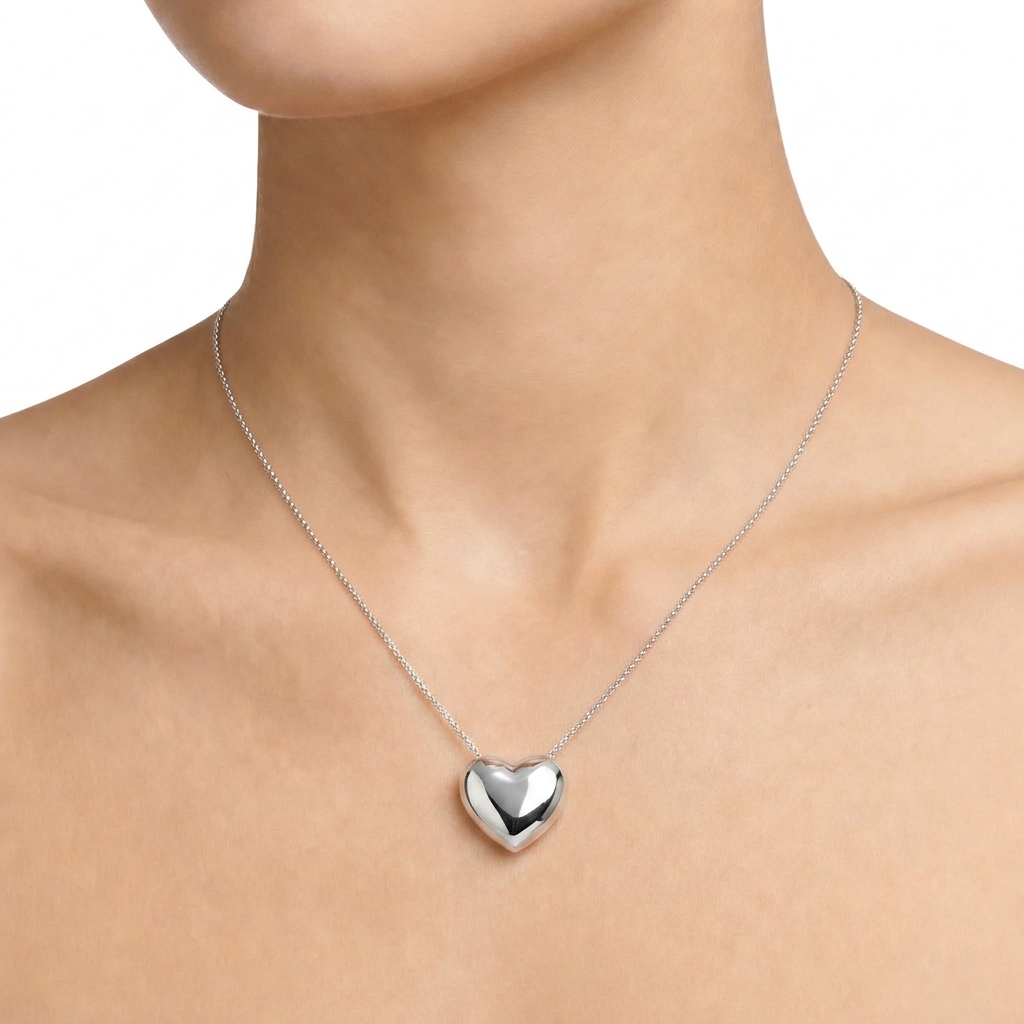 Woman Bold Trendy Heart Steel Necklace