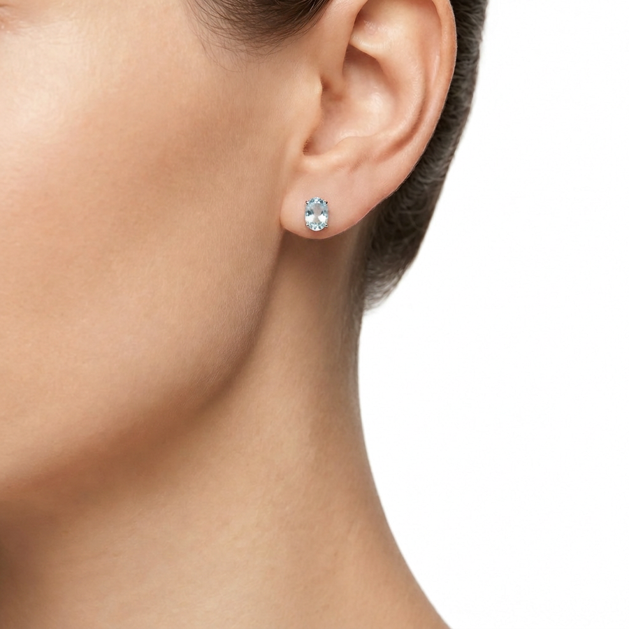 Woman Acquamarina Stones 18K Earrings