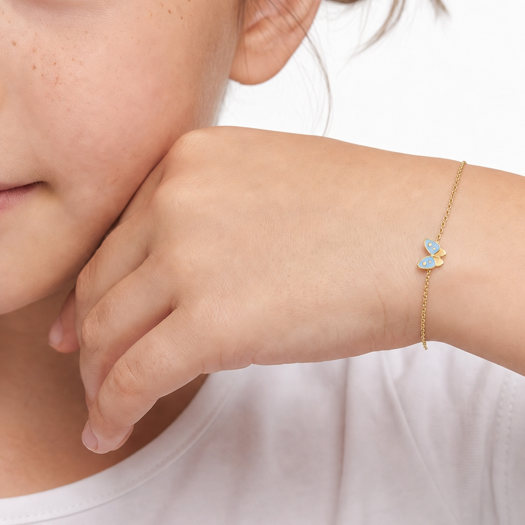 Kids B-Baby Gold Butterfly 9K Bracelet