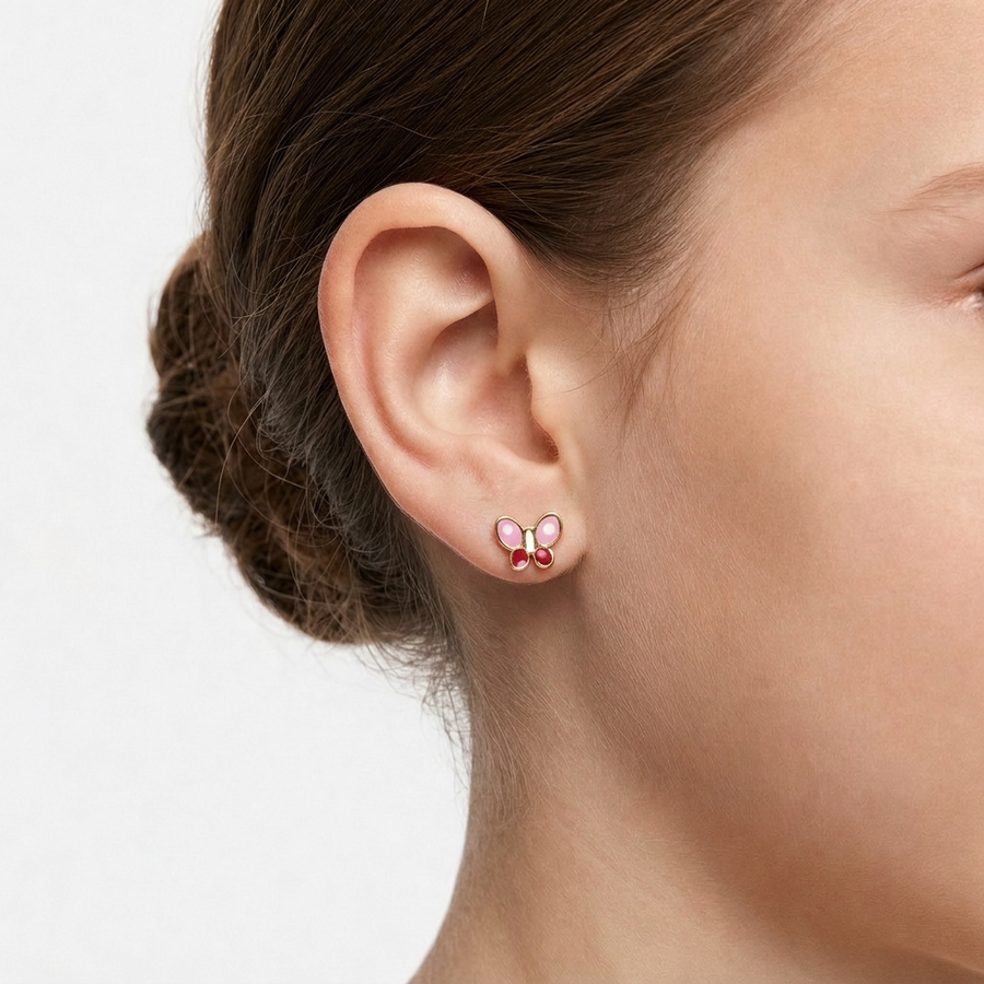 Kids B-Classic Gold Butterfly 18K Earrings