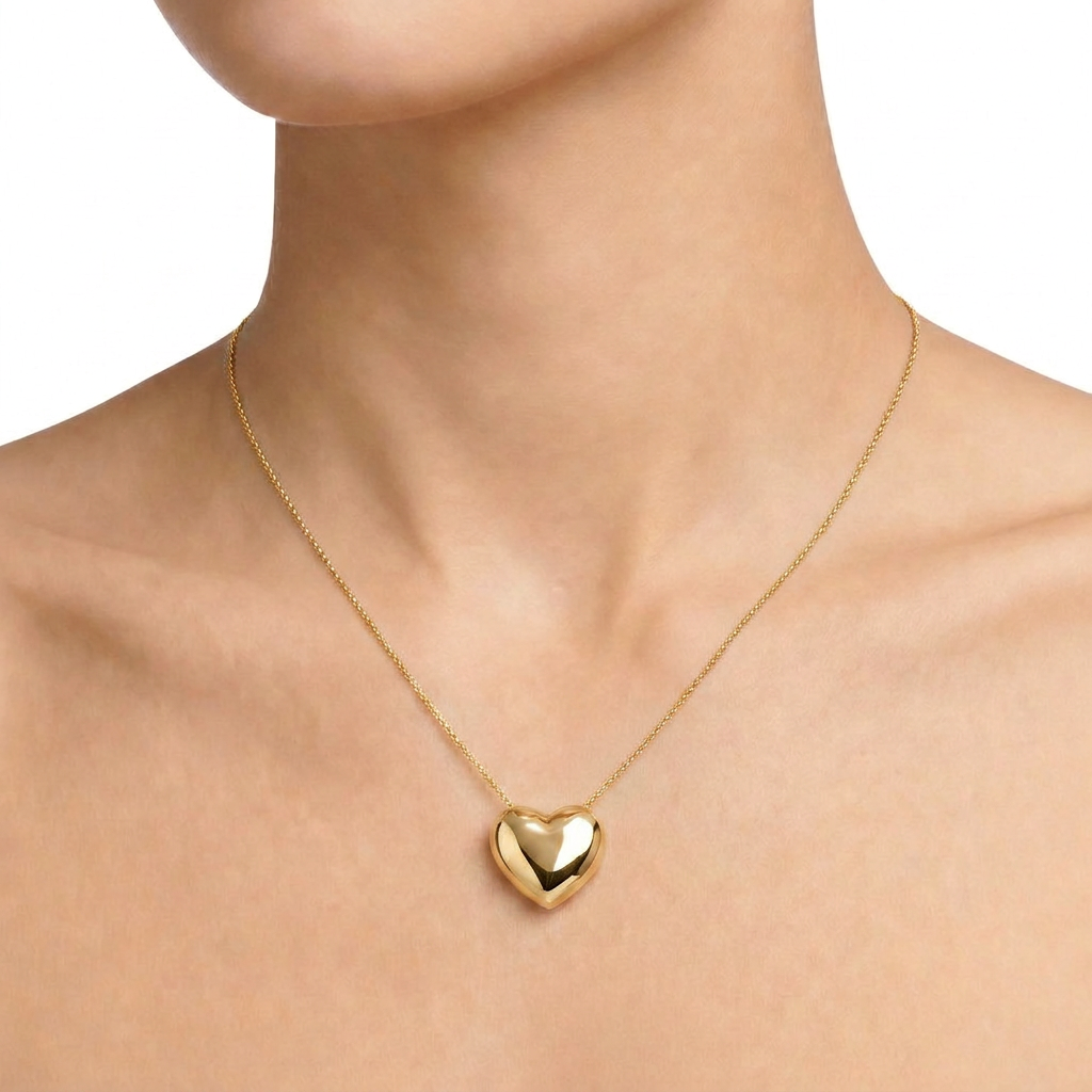 Woman Bold Trendy Heart Steel Necklace
