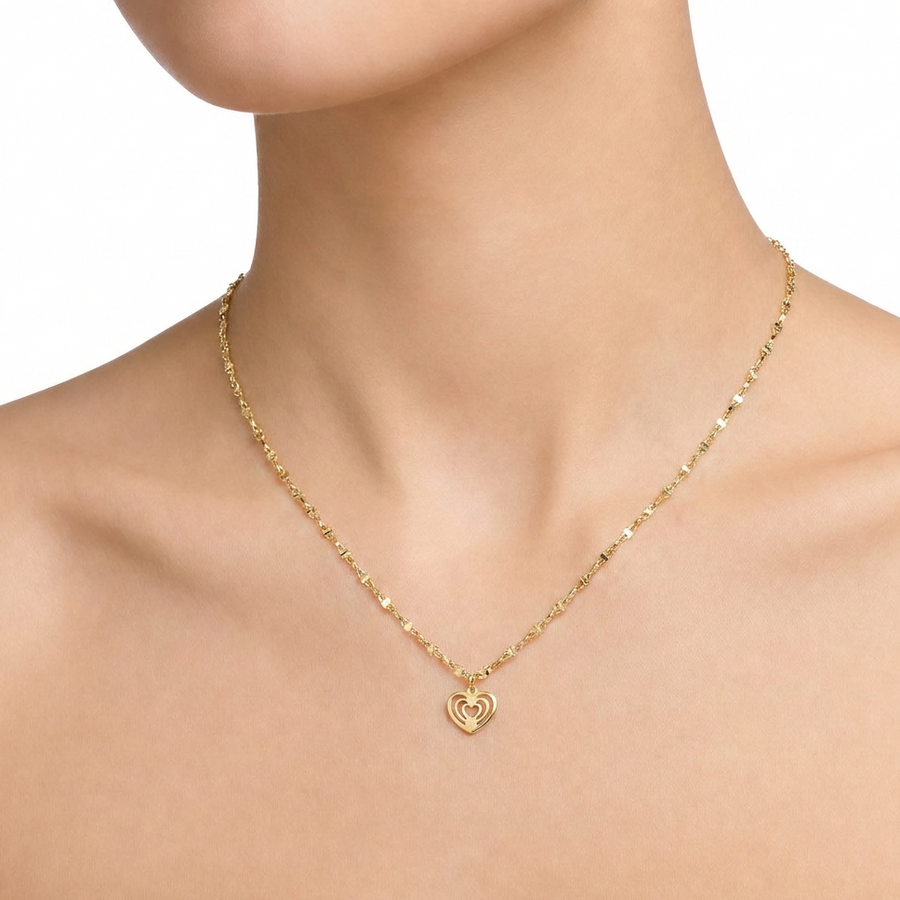 Woman Teen Gold Heart 18K Necklace