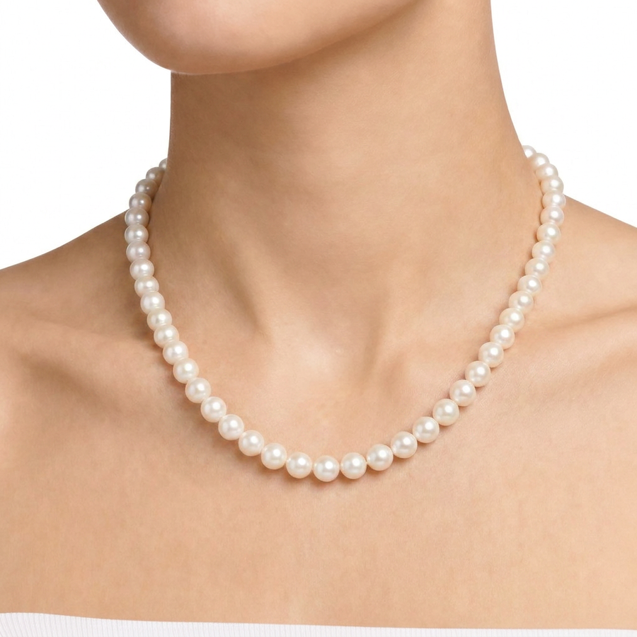 Woman B-Classic White Gold Pearls 18K Necklace
