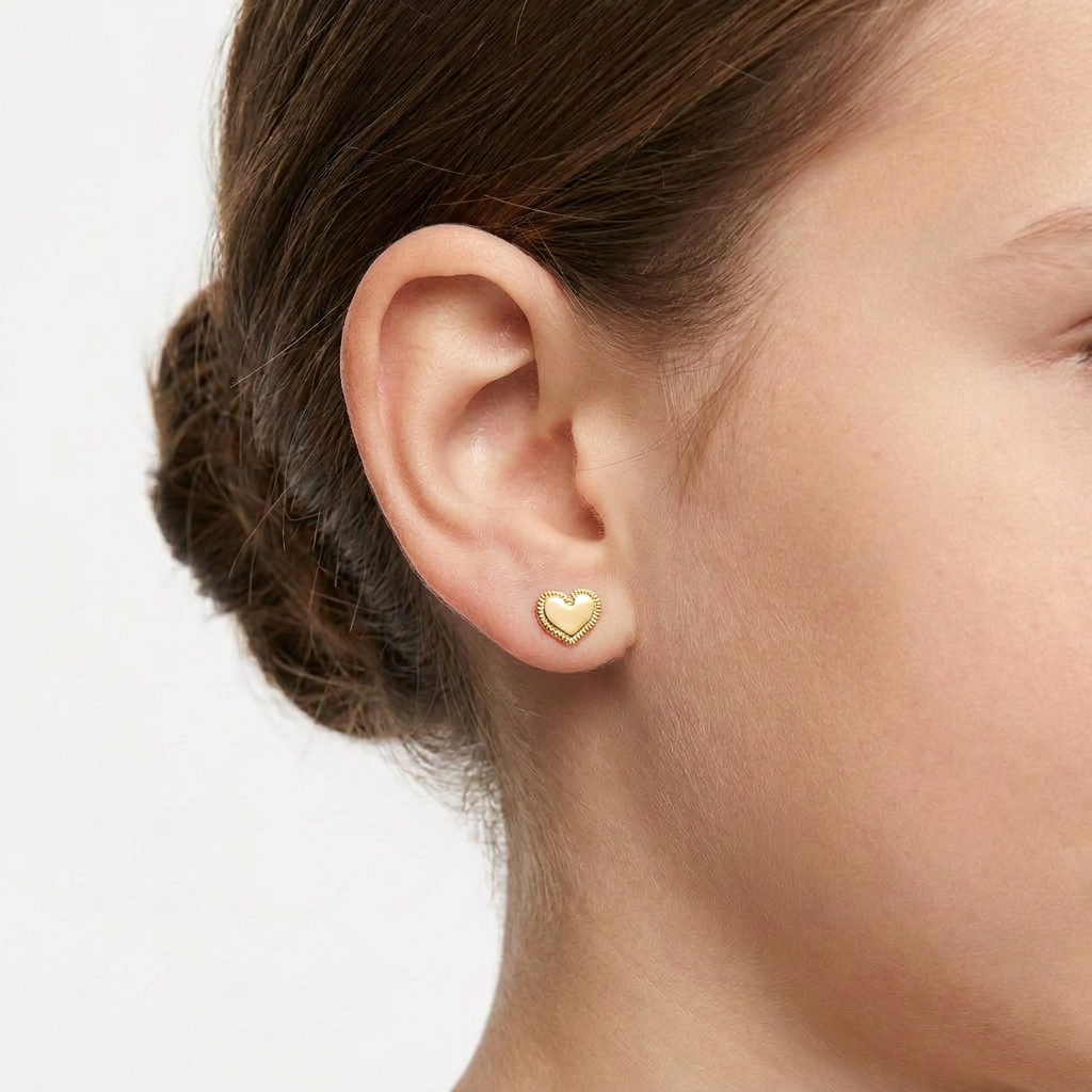 Kids B-Baby Gold Heart 18K Earrings