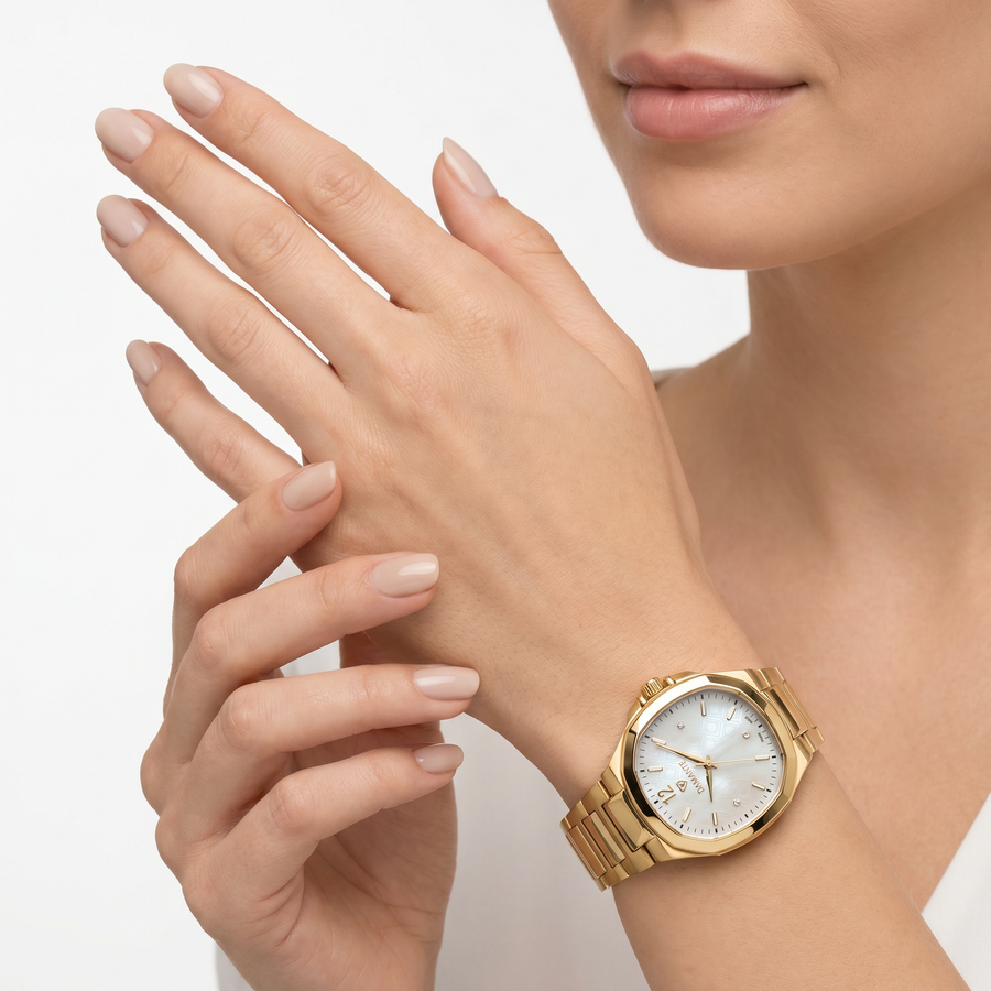 D'Amante Faceted Women's Watch – White Guilloche' Dial, 37 mm – view 2