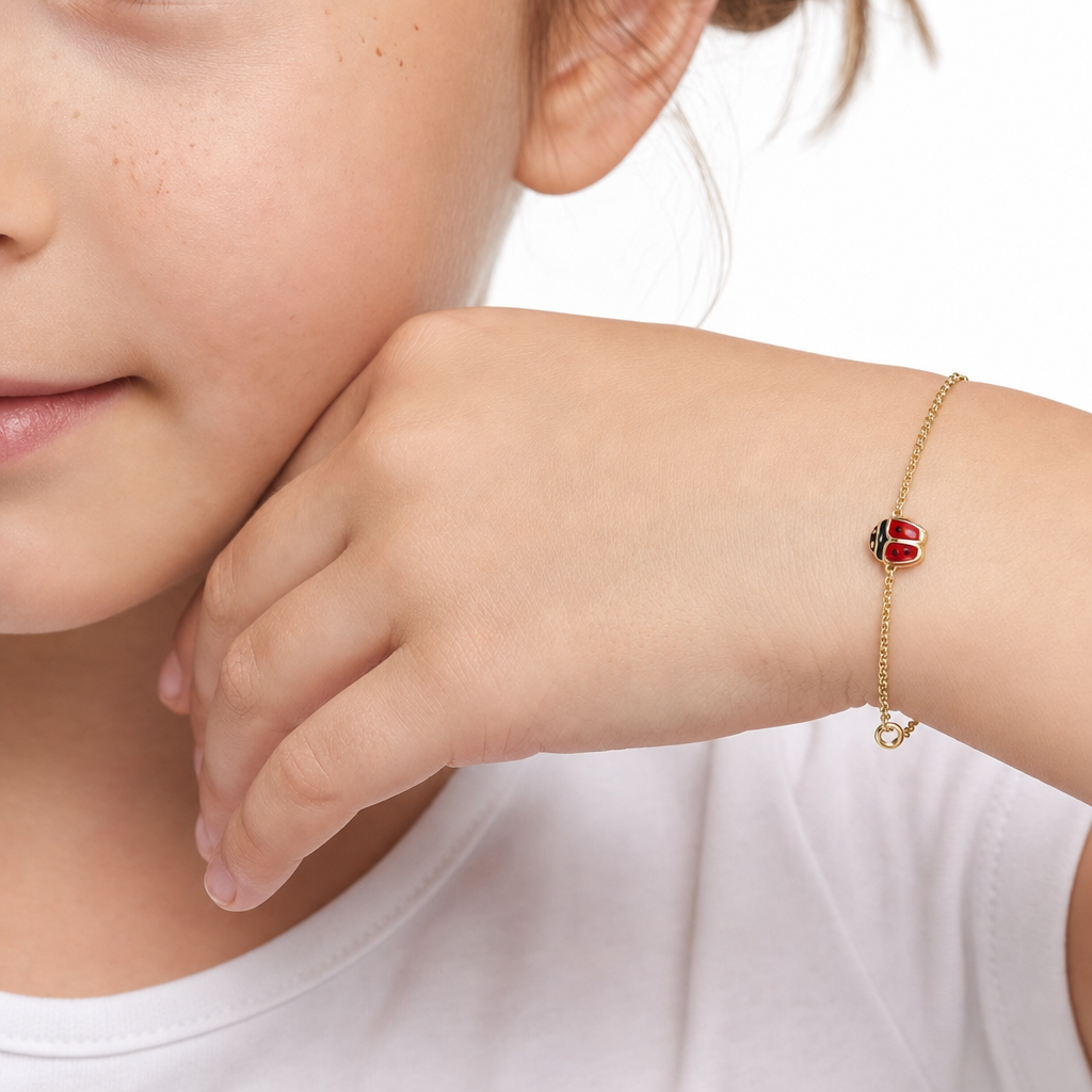 Kids B-Baby Gold Lady Bug 9K Bracelet