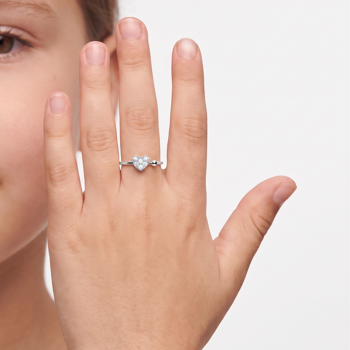 Kids' 18K White Gold Baby Ring – CZ – view 2