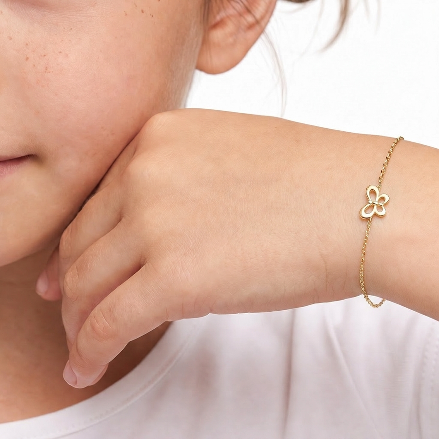 Kids B-Baby Gold Butterfly 9K Bracelet