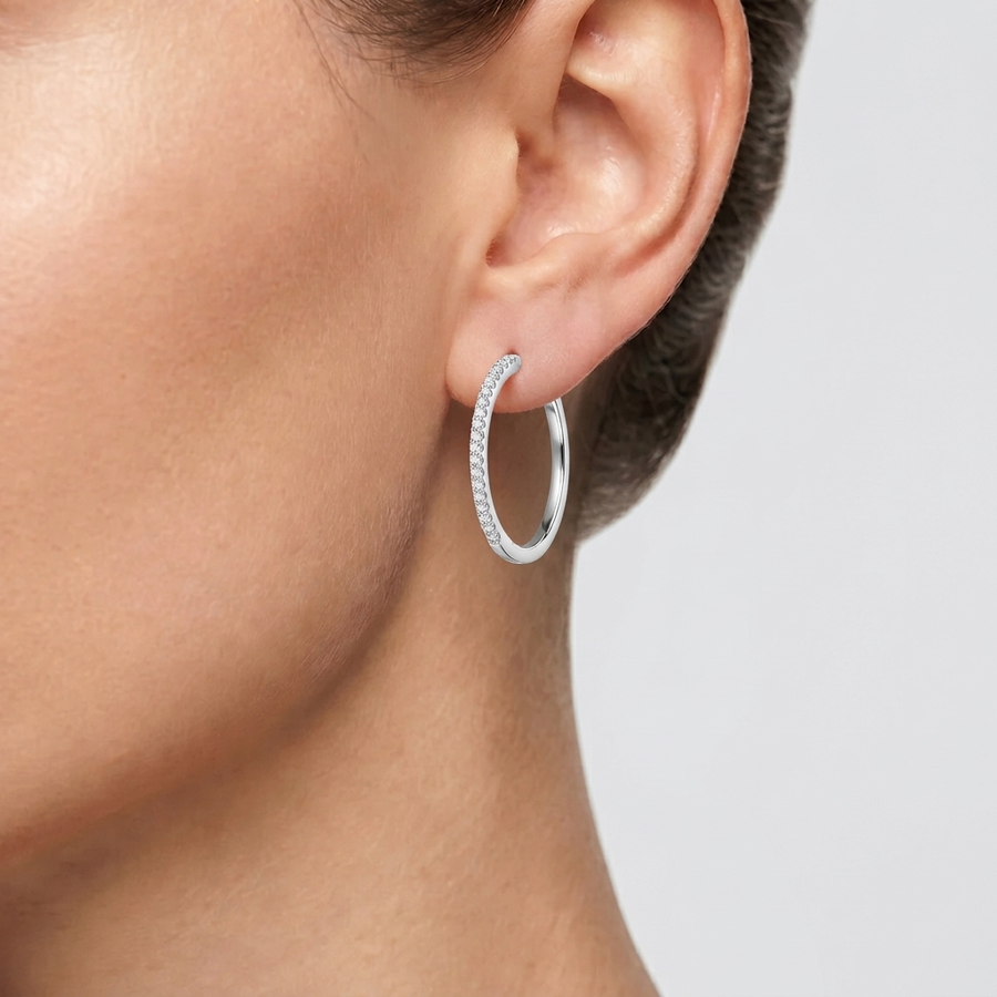 Woman Creole Silver Butterfly 925 Earrings